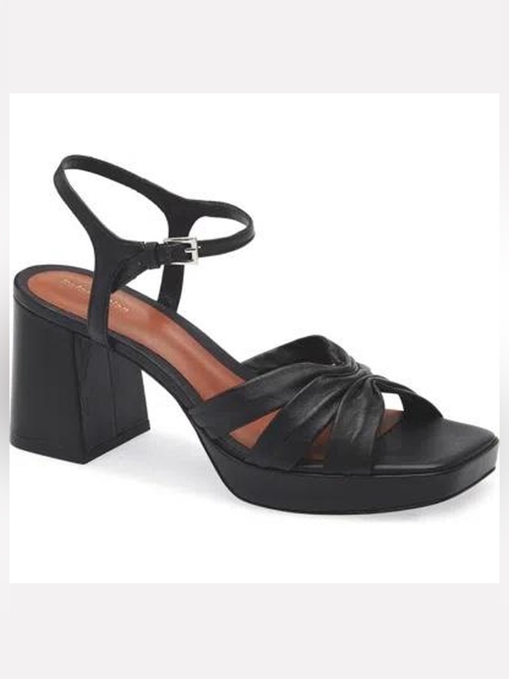 Reformation Black Leather Maize Platform Heeled Sandals Size US 8